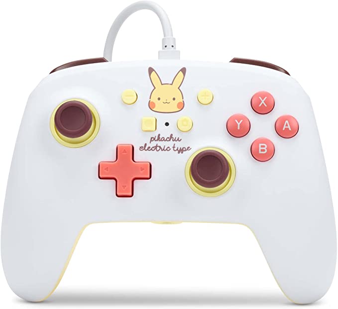 A white Nintendo Switch Pikachu Controller
