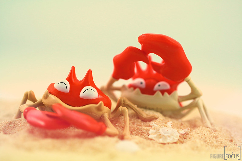 Krabby and Kingler, two crab Pokémon